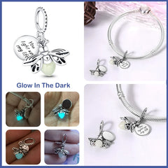 925 Sterling Silver Chameleon Luminous Firefly Butterfly Charms Beads Fit Pandora 925 Original Bracelets Fine DIY Jewelry Making