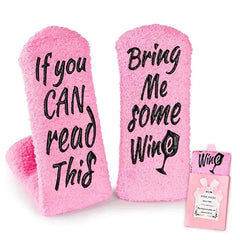 "If You Can Read This Bring Me A Glass of Wine" Funny Socks