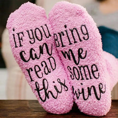 "If You Can Read This Bring Me A Glass of Wine" Funny Socks