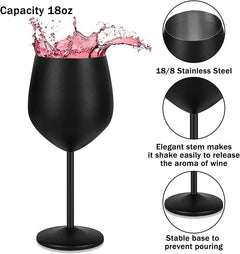 Stainless Steel Wine Glasses with Black Plating