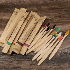 10pcs Bamboo Toothbrushes Colorful Toothbrus